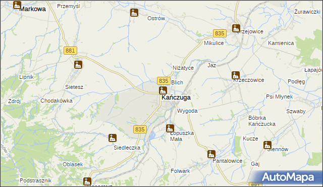 mapa Kańczuga powiat przeworski, Kańczuga powiat przeworski na mapie Targeo