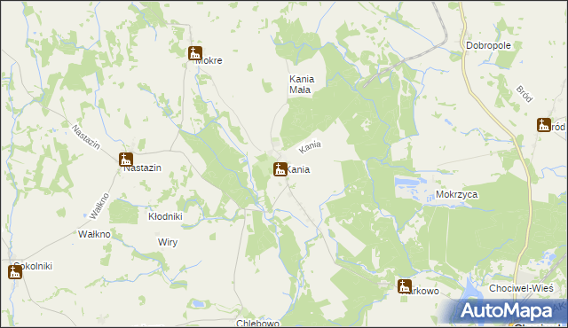mapa Kania gmina Chociwel, Kania gmina Chociwel na mapie Targeo