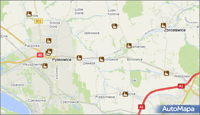mapa Karchowice, Karchowice na mapie Targeo