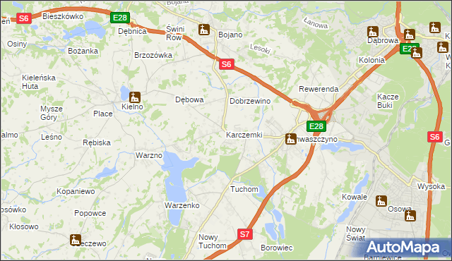 mapa Karczemki gmina Szemud, Karczemki gmina Szemud na mapie Targeo