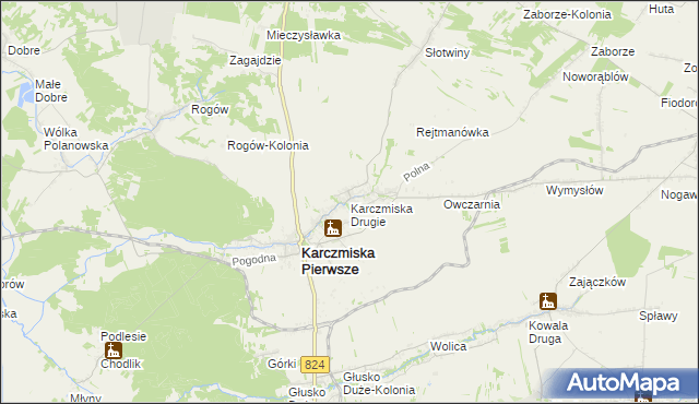 mapa Karczmiska Drugie, Karczmiska Drugie na mapie Targeo