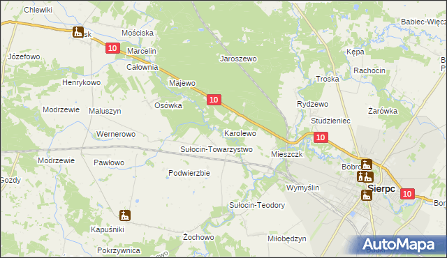 mapa Karolewo gmina Sierpc, Karolewo gmina Sierpc na mapie Targeo