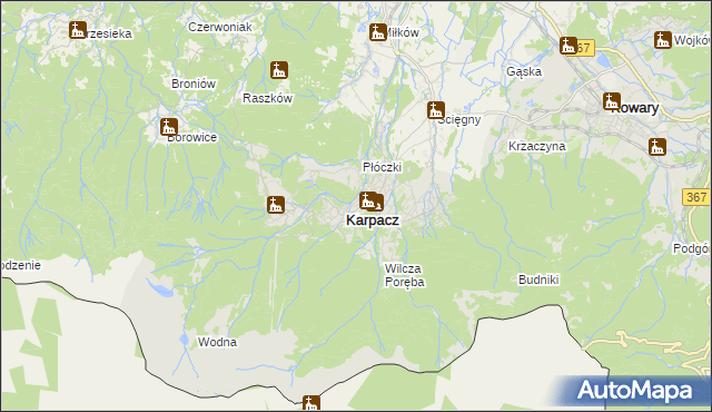 mapa Karpacz, Karpacz na mapie Targeo