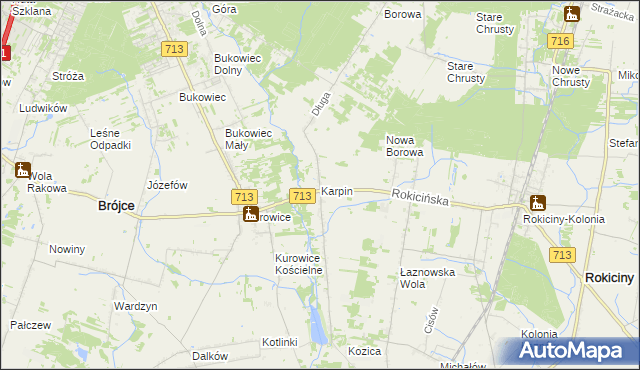 mapa Karpin gmina Brójce, Karpin gmina Brójce na mapie Targeo