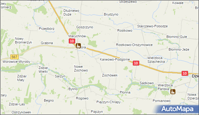 mapa Karwowo-Podgórne, Karwowo-Podgórne na mapie Targeo