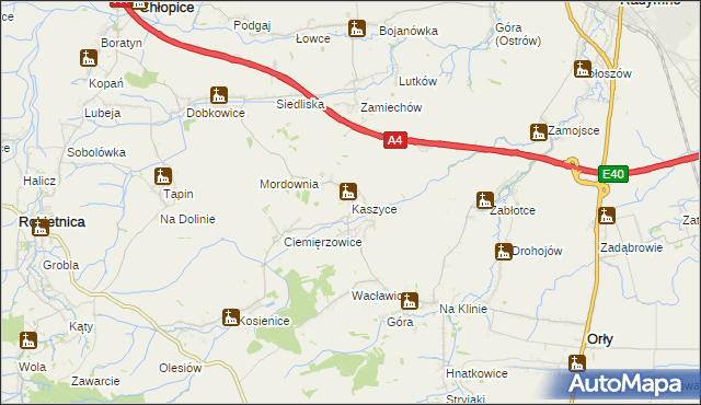 mapa Kaszyce, Kaszyce na mapie Targeo