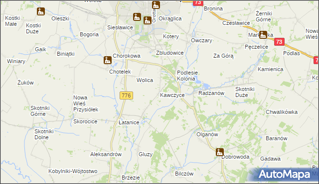 mapa Kawczyce, Kawczyce na mapie Targeo