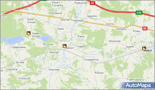 mapa Kępa gmina Kotuń, Kępa gmina Kotuń na mapie Targeo