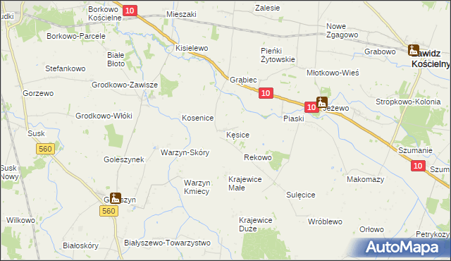 mapa Kęsice, Kęsice na mapie Targeo