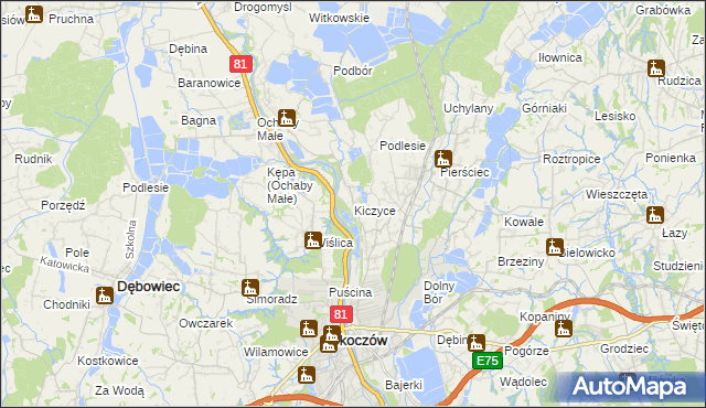 mapa Kiczyce, Kiczyce na mapie Targeo