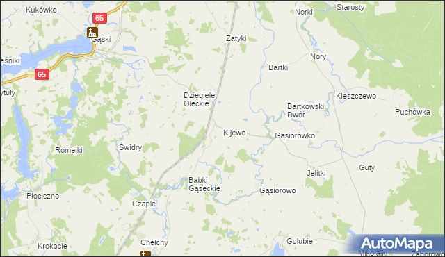 mapa Kijewo gmina Olecko, Kijewo gmina Olecko na mapie Targeo