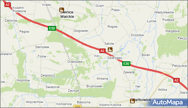 mapa Kiki gmina Wartkowice, Kiki gmina Wartkowice na mapie Targeo