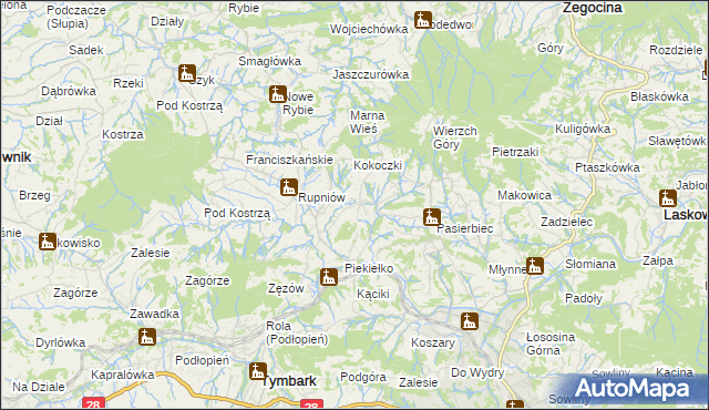 mapa Kisielówka gmina Limanowa, Kisielówka gmina Limanowa na mapie Targeo