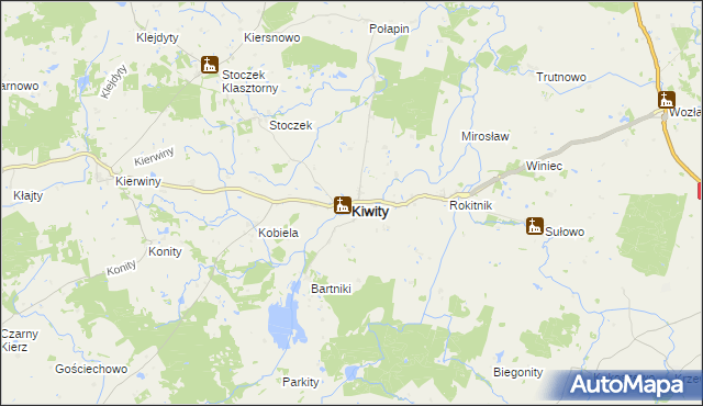 mapa Kiwity powiat lidzbarski, Kiwity powiat lidzbarski na mapie Targeo