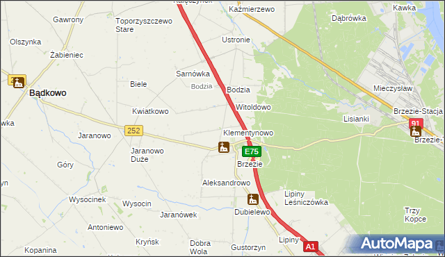 mapa Klementynowo, Klementynowo na mapie Targeo