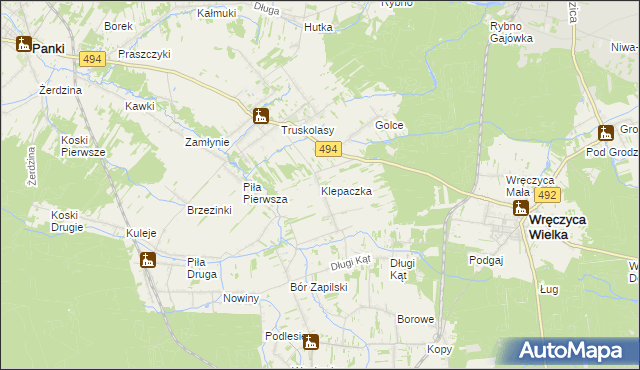 mapa Klepaczka gmina Wręczyca Wielka, Klepaczka gmina Wręczyca Wielka na mapie Targeo