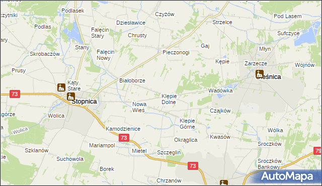 mapa Klępie Dolne, Klępie Dolne na mapie Targeo