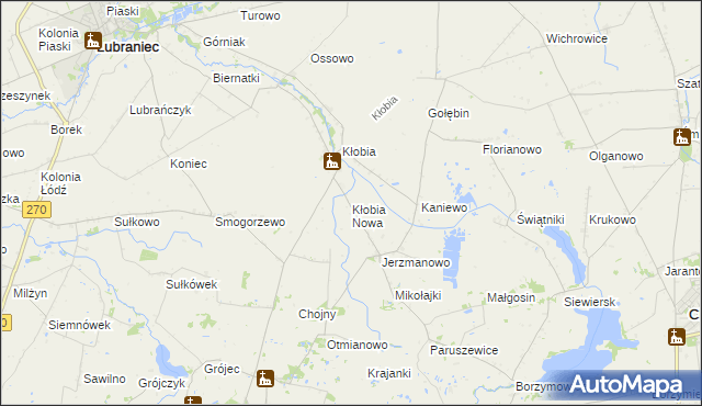 mapa Kłobia Nowa, Kłobia Nowa na mapie Targeo