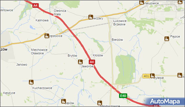 mapa Kłosów gmina Wiązów, Kłosów gmina Wiązów na mapie Targeo