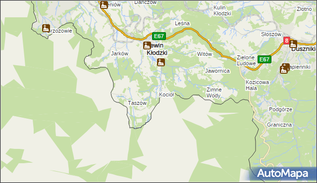 mapa Kocioł gmina Lewin Kłodzki, Kocioł gmina Lewin Kłodzki na mapie Targeo