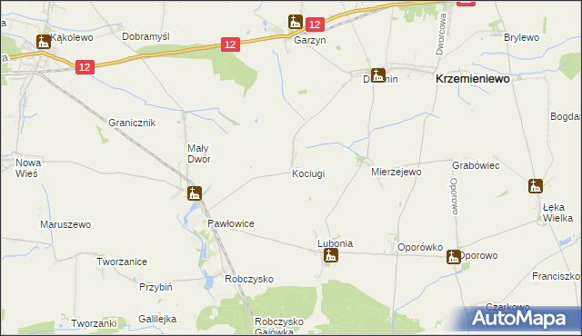 mapa Kociugi, Kociugi na mapie Targeo