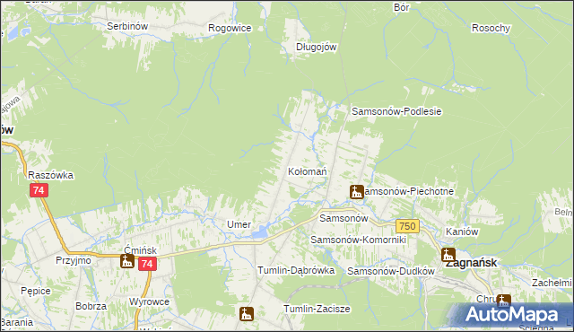 mapa Kołomań, Kołomań na mapie Targeo