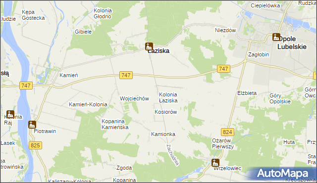 mapa Kolonia Łaziska gmina Łaziska, Kolonia Łaziska gmina Łaziska na mapie Targeo