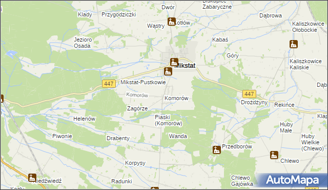 mapa Komorów gmina Mikstat, Komorów gmina Mikstat na mapie Targeo