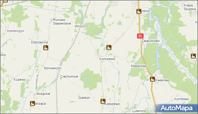 mapa Kończewo gmina Kobylnica, Kończewo gmina Kobylnica na mapie Targeo