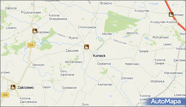 mapa Koneck, Koneck na mapie Targeo