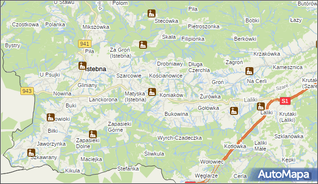 mapa Koniaków, Koniaków na mapie Targeo