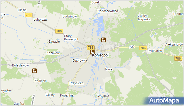 mapa Koniecpol, Koniecpol na mapie Targeo