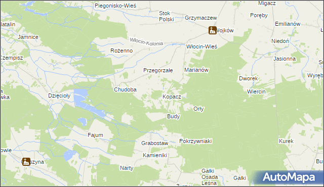 mapa Kopacz gmina Błaszki, Kopacz gmina Błaszki na mapie Targeo