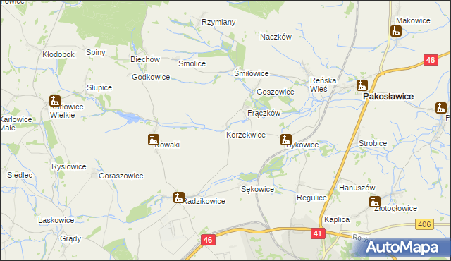 mapa Korzekwice, Korzekwice na mapie Targeo