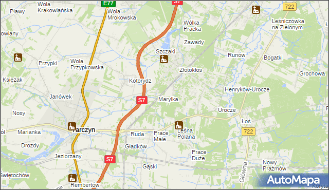 mapa Korzeniówka gmina Tarczyn, Korzeniówka gmina Tarczyn na mapie Targeo