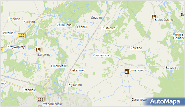 mapa Kościernica gmina Białogard, Kościernica gmina Białogard na mapie Targeo