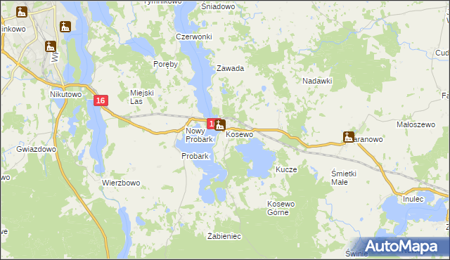 mapa Kosewo gmina Mrągowo, Kosewo gmina Mrągowo na mapie Targeo