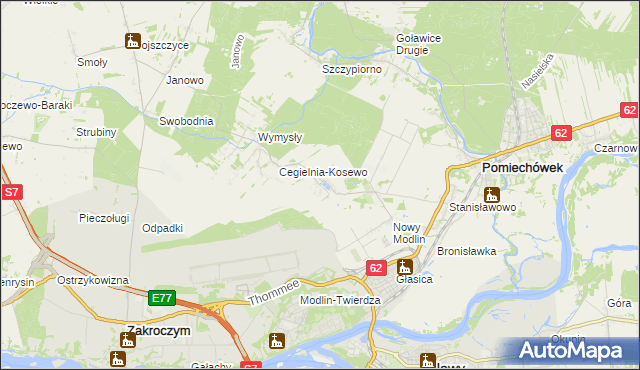 mapa Kosewo gmina Pomiechówek, Kosewo gmina Pomiechówek na mapie Targeo