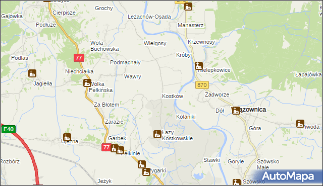 mapa Kostków, Kostków na mapie Targeo