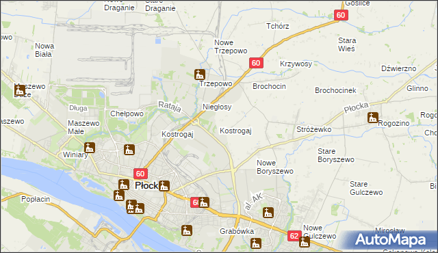 mapa Kostrogaj, Kostrogaj na mapie Targeo