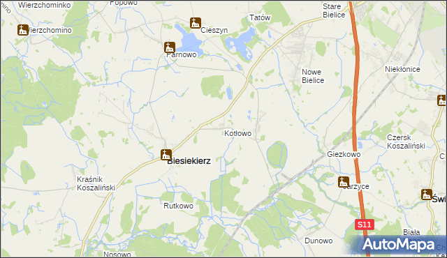 mapa Kotłowo gmina Biesiekierz, Kotłowo gmina Biesiekierz na mapie Targeo
