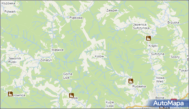 mapa Kotów gmina Bircza, Kotów gmina Bircza na mapie Targeo