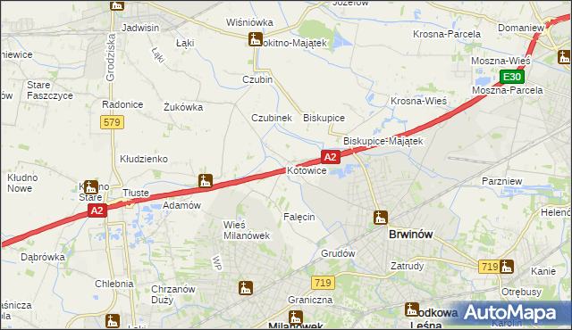 mapa Kotowice gmina Brwinów, Kotowice gmina Brwinów na mapie Targeo