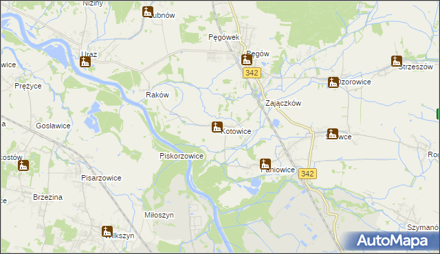 mapa Kotowice gmina Oborniki Śląskie, Kotowice gmina Oborniki Śląskie na mapie Targeo