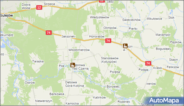 mapa Kotuszów gmina Aleksandrów, Kotuszów gmina Aleksandrów na mapie Targeo