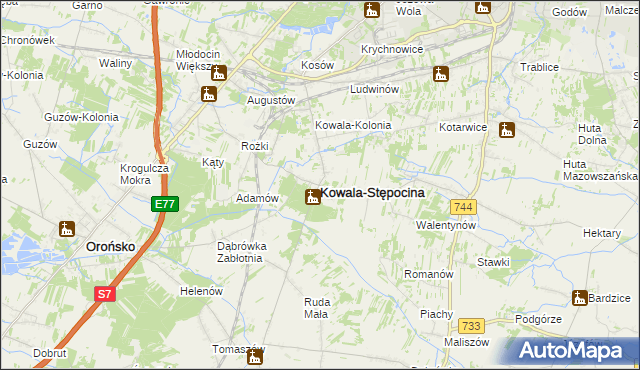 mapa Kowala-Stępocina, Kowala-Stępocina na mapie Targeo