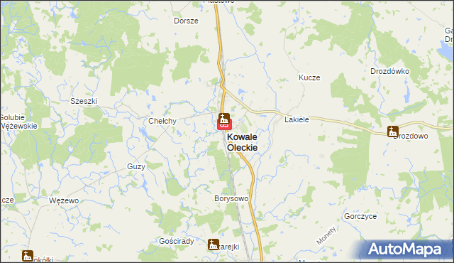 mapa Kowale Oleckie, Kowale Oleckie na mapie Targeo