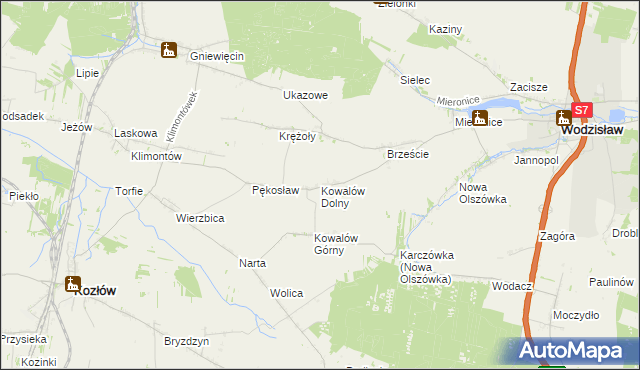 mapa Kowalów Dolny, Kowalów Dolny na mapie Targeo