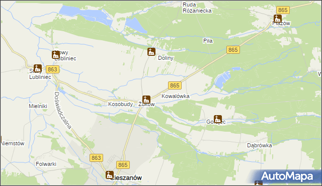 mapa Kowalówka gmina Cieszanów, Kowalówka gmina Cieszanów na mapie Targeo