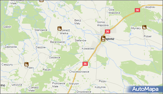 mapa Kowalowo, Kowalowo na mapie Targeo